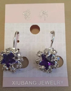 Xiubang Blue Star Crystal Fashion Earrings Pierced Jewelry - Picture 1 of 7