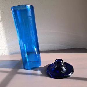 Blenko Glass Cobalt Hurricane Shade 990 and Taper Holder 990b - 2 Sets Avail - Picture 1 of 8