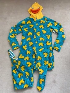 Womens Joe Boxer One Piece Duck Hooded Footie Footed Pajamas. Medium. Teal. NWT - Picture 1 of 10
