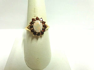 opal/tourmaline ring 10kt yellow gold sz 8.50 wgt 2.8 grams tcw 1.60 oval design - Picture 1 of 10