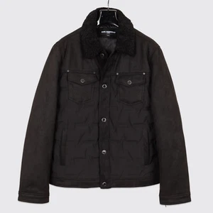 Karl Lagerfeld Paris Trucker Jacket Size L Black Quilted Sherpa - Picture 1 of 4