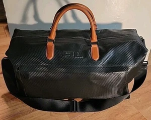 Ralph Lauren Reisetasche Sporttasche Handgepäck Reisetasche schwarz mit Ledergriffen/Besatz - Bild 1 von 10