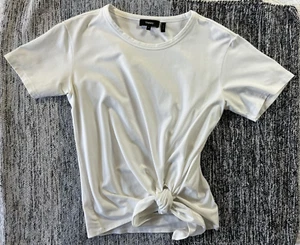 Theory Quiet Luxury Creamy White Tie Waist Tee - Small - Picture 1 of 3
