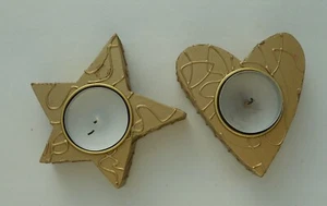 Teelichthalter Set - Farbe: gold - Stern - Herz - Bild 1 von 3
