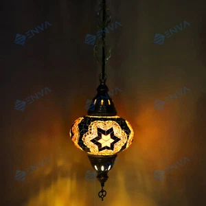 Turkish Moroccan Glass Mosaic Ceiling Hanging Chandelier Light Lamp Large Globe - Picture 1 of 7