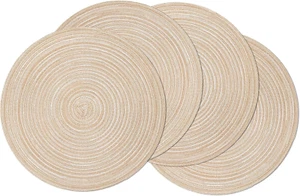 round Braided Placemats Set of 4 round Table Mats for Dining Tables 15 Inch Wash - Picture 1 of 12