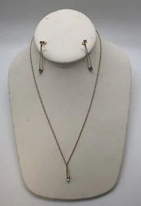 Krementz 14 KT Rolled Gold Overlay Clip Earrings & Necklace Vintage Set - Picture 1 of 13