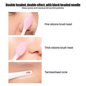 (Pink)Silicone Nose Cleansing Brush Deep Cleaning Double Sided Exfoliating HR6 - Picture 1 of 23