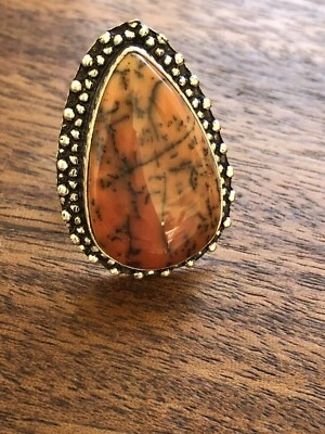 Enorme anillo vintage de jaspe rojo de plata de ley para hombre talla 8 Foto 1 de 4