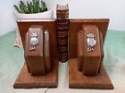 Antique Bookends Owl Sterling Silver On Wood With Felt. Tested 925 Silver