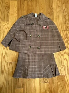 Vintage Gymboree Plaid Set Skort Lined Cape Headband Size Large 9 Scotty Dog - Picture 1 of 12