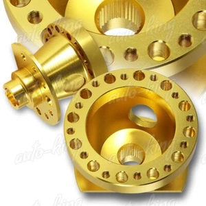 6-HOLE GOLD T6061 ALUMINUM STEERING WHEEL HUB ADAPTER FIT 88-91 HONDA CRX/CIVIC - Picture 1 of 3