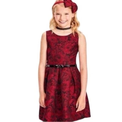 全新带标签 The Children's Place 女孩红色花卉印花连衣裙 尺寸 L (10/12) 派对 — 第 1/4 张图片