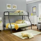 Bunk Bed Twin over Full Two Ladder Metal Kids Bed Room Furniture Black New 