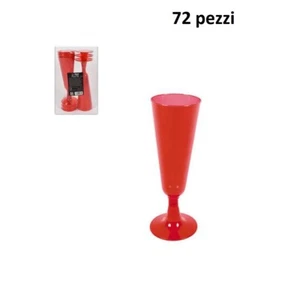 x Set 72 Pezzi Flute Bicchieri In Plastica Rossa 133ml Feste Party bal - Foto 1 di 1