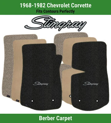 Tapetes dianteiros Lloyd Berber para Chevy Corvette 68-82 com prata sobre arraia preta - Imagem 1 de 4