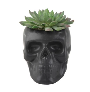 Flora Bunda Artificial Plant in Cute 4.5 in White Sugar Skull Novelty Planter - Picture 1 of 11