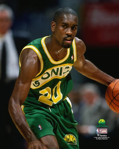 Gary Payton Seattle Supersonics Unsigned Hardwood Classics Dribbling Photo Cover