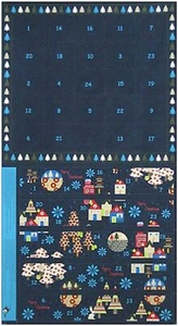 Enchanted Forest Advent Calendar Navy 23" Panel 100% Cotton Fabric by The Panel - Picture 1 of 1