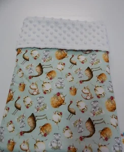 Baby Blanket Native Darlings Mint 90cm x 70cm Minkee Backed - Picture 1 of 3