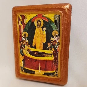 Dormizione di Theotokos Maria icona bizantina ortodossa orientale russa e greca - Foto 1 di 9