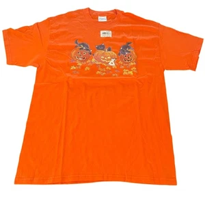 NUEVA Camiseta Hanes Heavyweight Pumpkin Cats Halloween SS, Talla L - Imagen 1 de 6