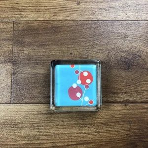 Clear Square Red Blue Abstract Paperweight 2.75” x 2.75” *READ - Picture 1 of 12
