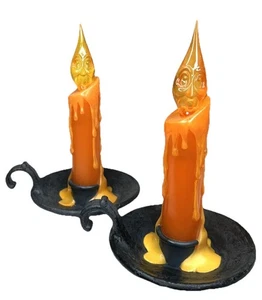 Hallmark 2006 (juego de 2) Halloween cara de fantasma embrujado parpadeante velas de imitación - Imagen 1 de 9