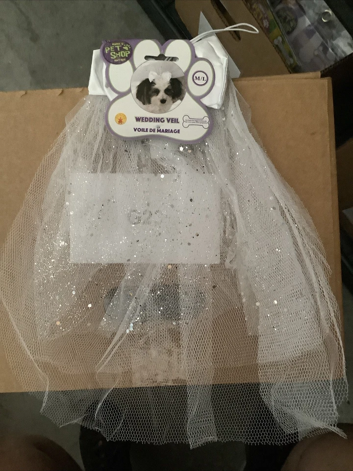 Wedding Veil Bride White Fancy Dress Up Halloween Pet Dog Cat Costume Accessory - Image 1 of 1