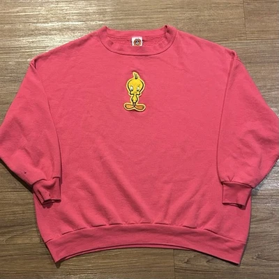 Moletom Vintage Anos 90 Rosa Tweety Bird Gola Redonda Tamanho 22W 3XL Looney Tunes - Imagem 1 de 4