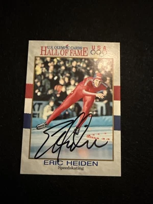 Коллекционная карточка конькобежца с автографом Эрика Хайдена ОЛИМПИЙСКАЯ ЗОЛОТАЯ МЕДАЛЬ - Изображение 1 из 3