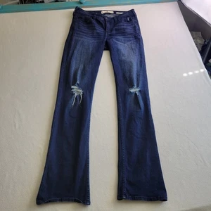 Hollister Stretch Jeans Women’s W29 L34 Bootcut Low Rise Distressed Y2K Dark - Picture 1 of 15