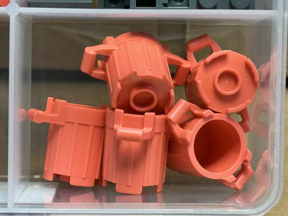 LEGO Parts - Coral Container, Trash Can with 4 Cover Holders - No 92926 - QTY 5 - Image 1 of 1