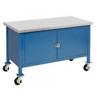 Mobile Workbench With Security Cabinet Esd Safety Edge 60"W X 30"D Blue