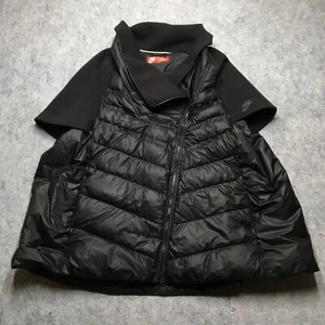 Nike Tech Fleece Aeroloft 800 Cape Jacket Womens XL Black Down Puffy Asymmetric - Picture 1 of 14
