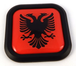 Albania Flag Square Black rim Emblem Car 3D Decal Badge Hood Bumper sticker 2" - Foto 1 di 7