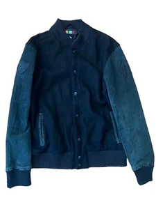 Rusty Men's Wool and Leather Black Button-Up Jacket Size Medium Surfwear Vgc - Picture 1 of 6
