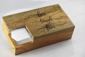 Live Laugh Love Tissue Box Cover Matt Finish | | Wooden Tissue Box Holder &Cover - Picture 1 of 19