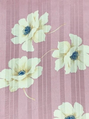 Tela de gasa Burnout floral púrpura a rayas semi transparente por yarda  Foto 1 de 4