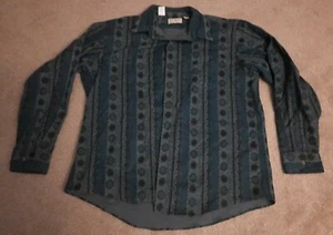 Vintage 90s LL BEAN Southwestern Indian Aztec Flannel Shirt Made In USA Blue XL - Picture 1 of 7