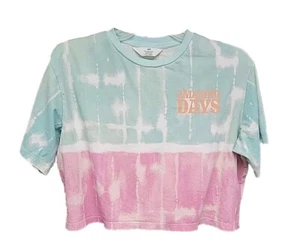 H&M T Shirt Crop Top Tie Dye Pastel Pink Blue Graphic Girls 14 XL 20 - Picture 1 of 15