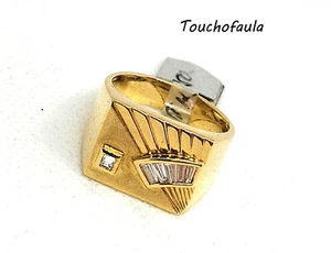 14K YELLOW GOLD GENTS BAGUETTE DIAMONDS RING 1/2 CARATS 10 GRAMS SIZE 10.5 - Picture 1 of 2