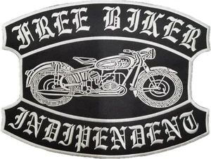 Toppa Patch ricamata da applicare con ferro o cucitura: "Free Biker Indipendent" - Imagen 1 de 6