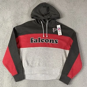 Atlanta Falcons Hoodie NFL Team Apparel Womens Medium Gray Red Cropped Pullover - Picture 1 of 10