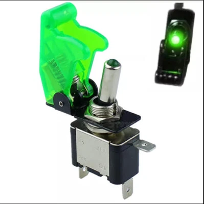 interruttore ON - OFF a levetta 12v - 20A illuminato con spia led colore verde - Immagine 1 di 2