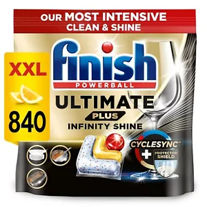Finish Ultimate Plus Infinity Shine Dishwasher Tablets | Lemon | 840 Tabs - Picture 1 of 9