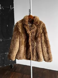 Lipsy London Womens Brown Cute Faux Fur Coat Jacket Pockets Style Size - US 8, S - Picture 1 of 11