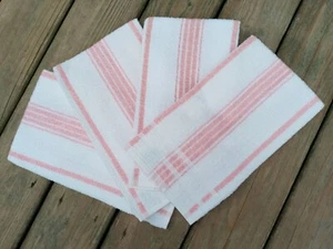 Vtg Set of Four (4) NWOT Dishman Made in Brazil Pink Striped Kitchen Towels - Picture 1 of 5