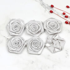 Roses Satin Ribbon Flowers 2" Assorted Color DIY Sewn Crafts Applique 10/100pcs 