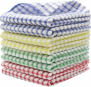 Cotton Cleaning Rags Terry Dish Cloths for Washing Dishes, Set of 8 (Mix Color) - Picture 1 of 7